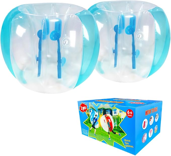 ZHUYNXIR 2 PC Sumo Ball for Adults, Bumper Bounce Balls for Kid, Inflatable Bounce Ball for Kids, Body Zorb Ball for Kids Outdoor Team Gaming Play (48 in,Blue+Red)