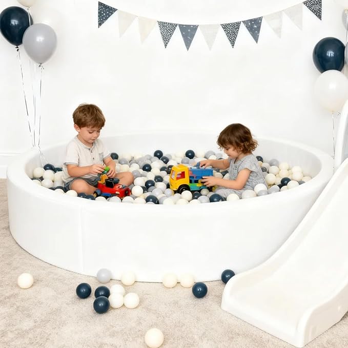 GOGOSO Ball Pit Balls for Toddler, Baby Plastic Playballs Kids Soft Pastel Pelotas Non-Toxic BPA-Free,Dark Green +Gray+White,100 Balls