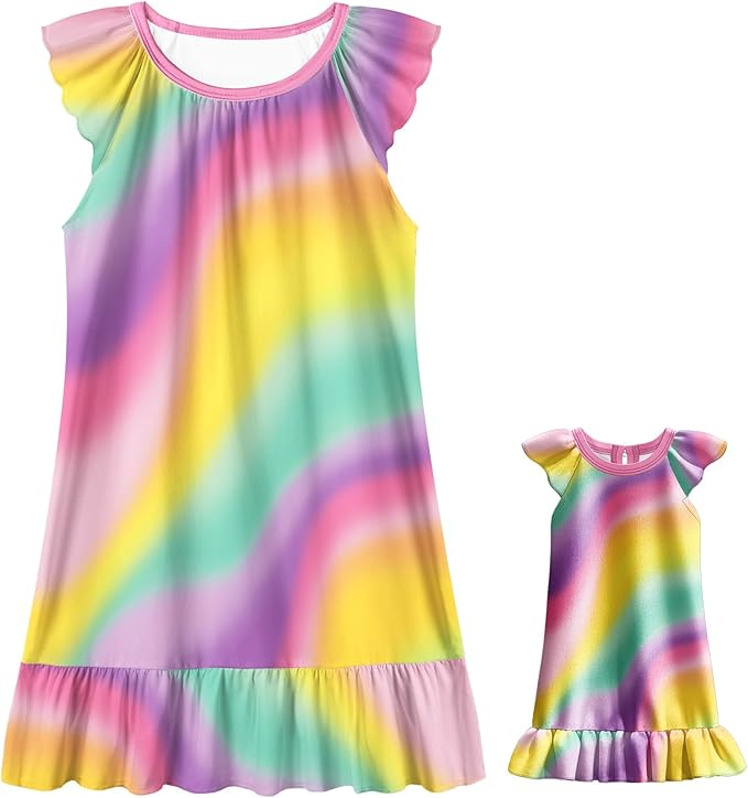 LQSZ Doll and Girl Matching Nightgown Outfit Pajamas Nightie Nightgown for Girls and Dolls Clothes