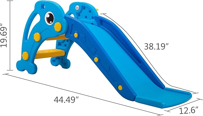 TOBBI Kids Slide for Indoor and Outdoor, Freestanding Slide for Toddler Playground Slipping Slide Climber Toy Playset with Basketball Hoop & Ball, Sky Blue