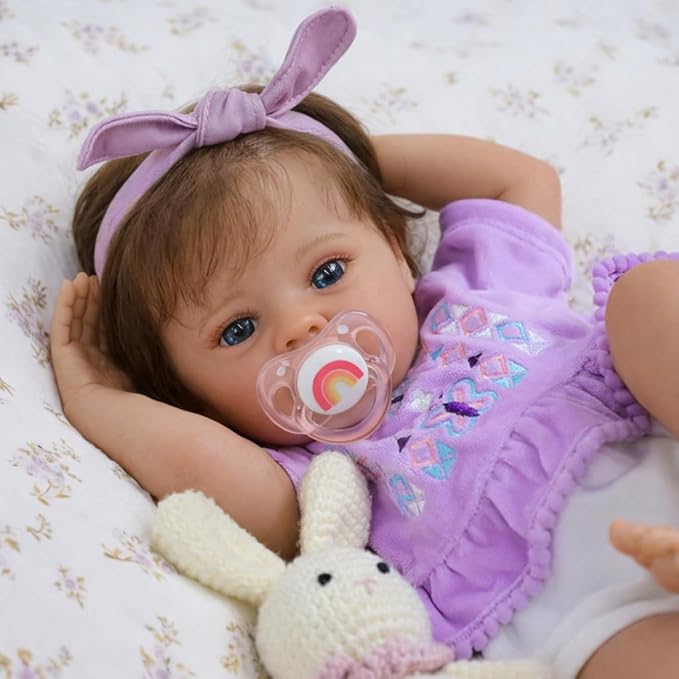 SCOM Realistic Reborn Baby Dolls-20 inch Lifelike Baby Doll Girl with Soft Weighted Body, Reallife Reborn baby Girls With Baby Accessories & Gift Box, Suitable Toy for Age 3+ Kids,Birthday/Easter Gift