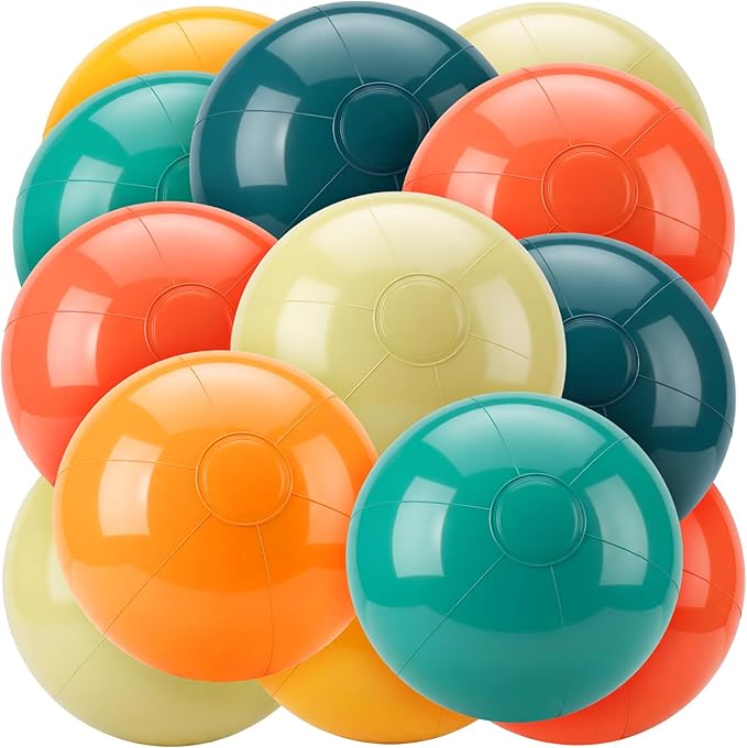 Realspring 24 Pcs Inflatable Beach Balls for Kids Bulk Pastel Solid Color Jumbo Beach Ball Swim Pool Floating Toys Baby Shower Birthday Summer Party Decor(Colorful,26.5 Inch)