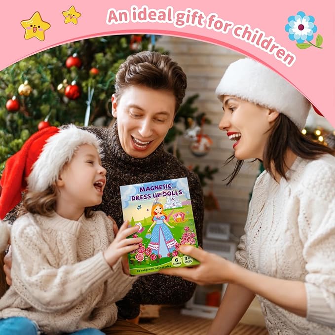 Magnetic Dress Up Dolls for Girls,Princess Mermaid Fairy Ballerina Magnet Dolls Dress Up Kits,Car Road Trip Airplane Activity Travel Games Toys Birthday Gift for Girls Ages 3 4 5 6 7