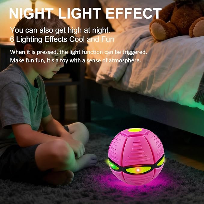 Magic Ball Pop Up Balls Light-Up – Magic Bouncing Pop Up Toy with Bright Motion Lights Dual-Form Magic Meta Ball Bouncy Balls for Indoor Outdoor Fun (Pink)