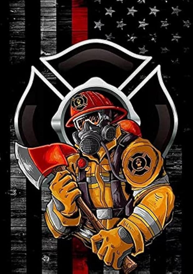 Adults Jigsaw Puzzle 1000 Piece Wooden Adults Children Puzzles,Firefighters with Gear Thin Red American Flag Fireman,Best Gift for for Adults and Kids,Decompressing Game