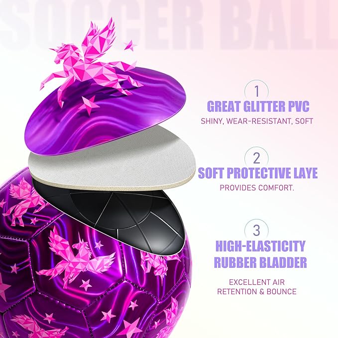 INPODAK Soccer Ball for Toddler Kids 1-3 2-8, Size 2 Size 3 Soccer Ball, Cartoon Dinosaur Unicorn Balls with Pump, Mesh Bag and Gift Box Great Gift for Birthdays
