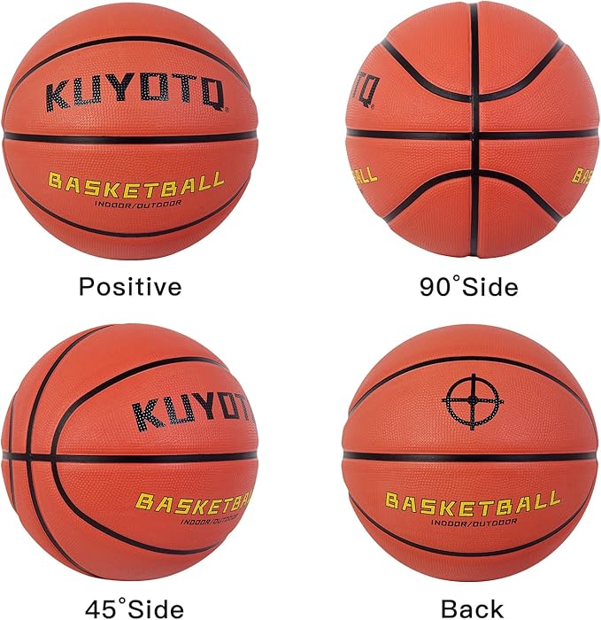 KUYOTQ Kids Youth Adult Size 3/4/5/6/7 (22/25.5/27.5/28.5/29.5") Basketball Premium Rubber or Faux Leather Basketball Indoor Outdoor Basketball for Boys Girls Womens Mens Basketball Gifts (Deflated)