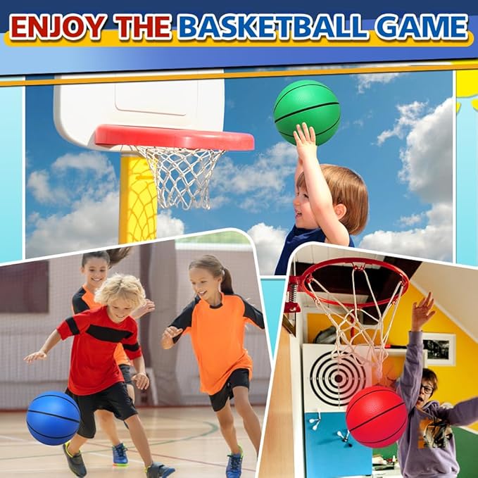 4 PCS 8.5inch Basketball for Kids Adults, Replacement Ball for Swimming Pool, Realistic Bounceand Grip for Indoor and Outdoor Play