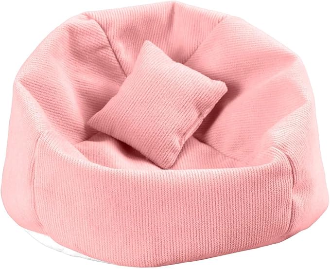 Doll Car Seat Compatible with Labubu, Handmade Bean Bag Chair for 5.9-6.7 inch Doll, Anti-Slip Bottom, Cute Doll Accessories for Display, Fans&Collectors Gifts, Durable Corduroy Fabric (Pink)
