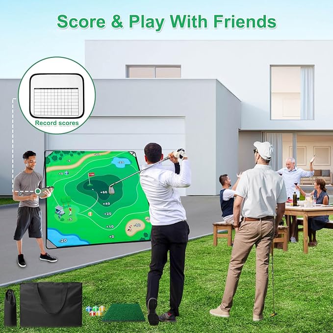 Golf Chipping Game Set, 71"x71" Portable Sticky Golf Game for Chipping Practice with Sticky Balls & Storage Bag for Indoor Outdoor