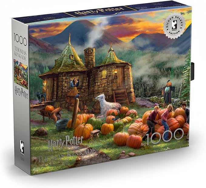 Ceaco - Thomas Kinkade Harry Potter - Hagrid’s Hut - 1000 Piece Silver Select Jigsaw Puzzle - Challenging Puzzles for Adults – Precision-Cut Pieces, Beautiful Artwork, and Hours of Fun