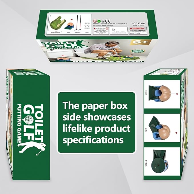 Toilet Golf Game Prank Box, Empty Gag Gift Pack, Wrap The Actual Gifts with a Fake Box, Funny White Elephant Gifts for Golfer, Husband, Dad, Brother and Boyfriend(Pack of 1)