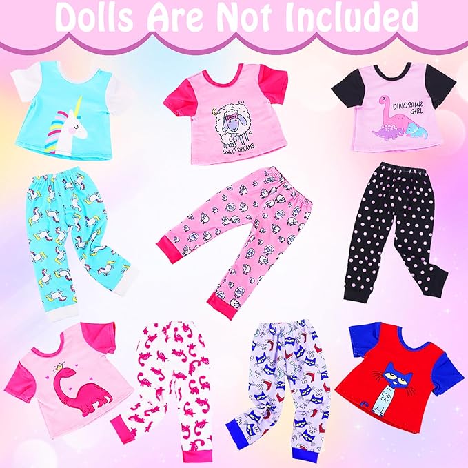 UNICORN ELEMENT 5 Set Baby Doll Clothes for 14-18 Inch Dolls，14-16 Inch Doll Accessories with Short Sleeves for New Born Baby Dolls（No Doll）