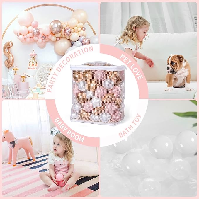 TRENDPLAY Star Ball Pit Balls for Toddlers -50 100 200 Count Star Balls Different Shapes, Non-Toxic Plastic Balls for Safe Play, Boys Girls Festival Party Decoration