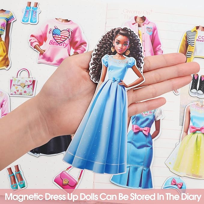 PainZieteg Magnetic Dress Up Dolls, Magnetic Princess Dress Up Paper Dolls, Magnetic Dress Up Dolls for Girls Ages 4-10 Learning Created Imagine Set Birthday Gift (May)