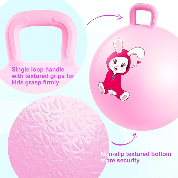 ZOOJOY 6pcs Hopper Balls for Kids 3-8, 18In Bouncy Ball with Handle, Sit on Hopping Toys for Sport/School/Team Active Play, Hippity Hop Ball for Indoor Outdoor Games with Pump