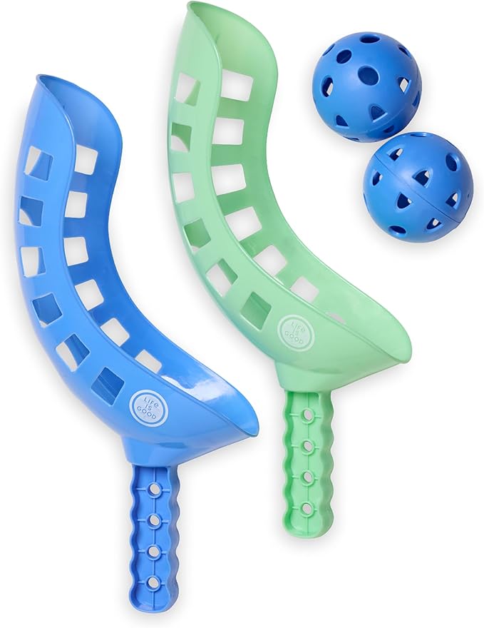 Life is Good Scoop Toss Game (Spearmint Green/Royal Blue), Beach & Backyard Catch Game with 2 Durable Scoops, 2 Balls & Storage Bag, Active Family Outdoor Games for Vacations, Parks & Picnics