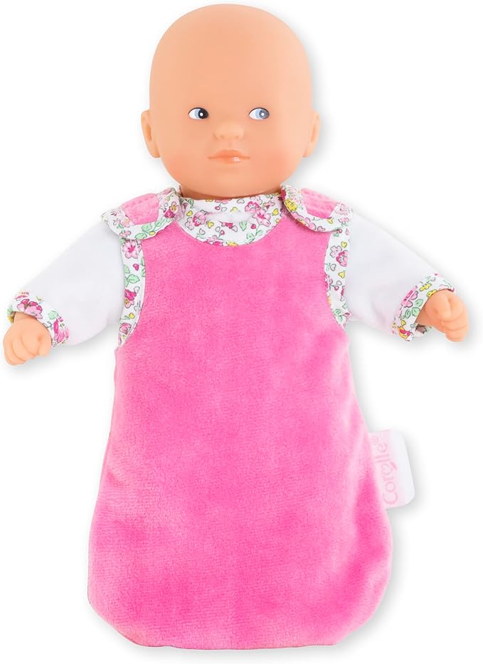 Corolle Mini Calin “Good Night” Blossom Garden - 8" Soft Boy Baby Doll with Vanilla Scent, White and Pink Pajamas, Sleeping Bag & Sleeping Eyes for Girls Ages 18 Months+, Cute Reborn Realistic