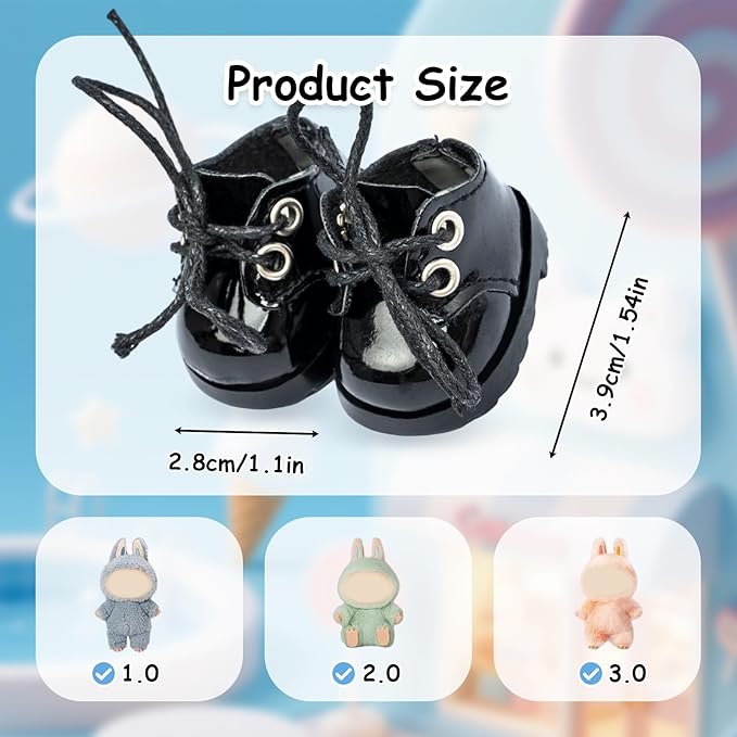 15-17cm Doll Shoes for 15-17cm Doll Boots, 6.7 inch Doll Shoes Accessories (Black)