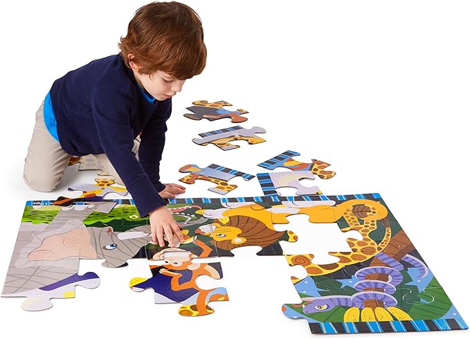 Melissa & Doug Safari Social Jumbo Floor Puzzle (24 Pieces, 2 x 3 Feet), Jigsaw Puzzle for Preschoolers and Kids Ages 3+ - FSC Certified