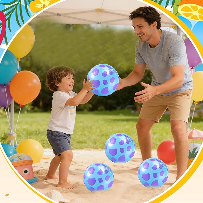 12 Pack Monster Cartoon Themed Beach Ball 7.87" Bulk for Summer Pool and Beach Game Gifts Blue Birthday Party Supplies Decorations Favor