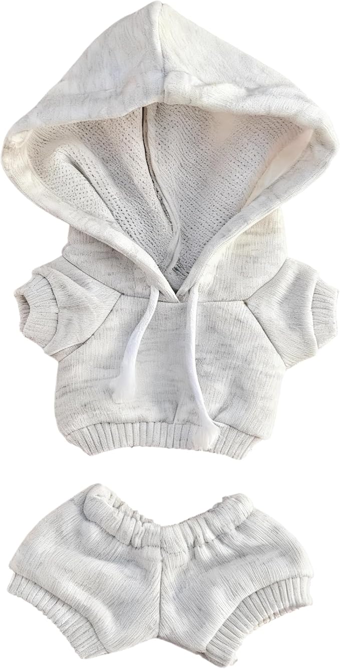 Hoodies Clothes for LABUBU 17cm Doll (NO Doll), Casual Style Costumes for LABUBU Dress up Unique Style, Cute and Premium Dolls Outfit Accessories for LABUBU (Gery Sweatshirt)