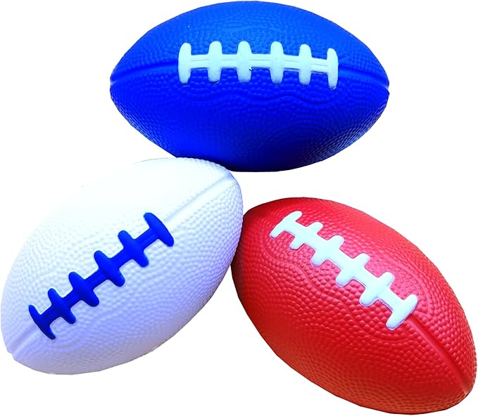 3 Pack of Mini Foam Footballs for Kids - Small, Tiny Football 4.75" in Length - Little Toy Football