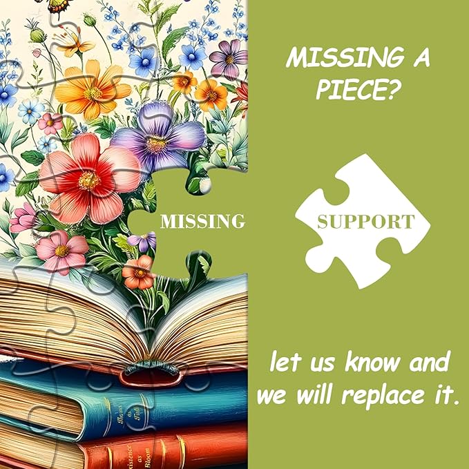 Wildflower Pages Puzzles for Adults 1000 Pieces, PICKFORU Vintage Literary Blossom Jigsaw Puzzle, Retro Flower Book Page Floral Themed, Spring Plant Art Puzzles for Adults