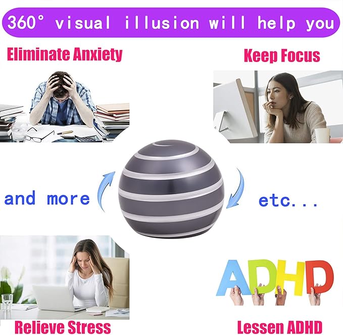 Desk-Kinetic-Toys Cool-Gadgets for Fidget: Cool-Stuff-Thing Game Toy for Adult Teen Children Kid, Stress Relief Optical-Illusion Gifts for Office School Home Man Women Christmas Spinning 180 Seconds