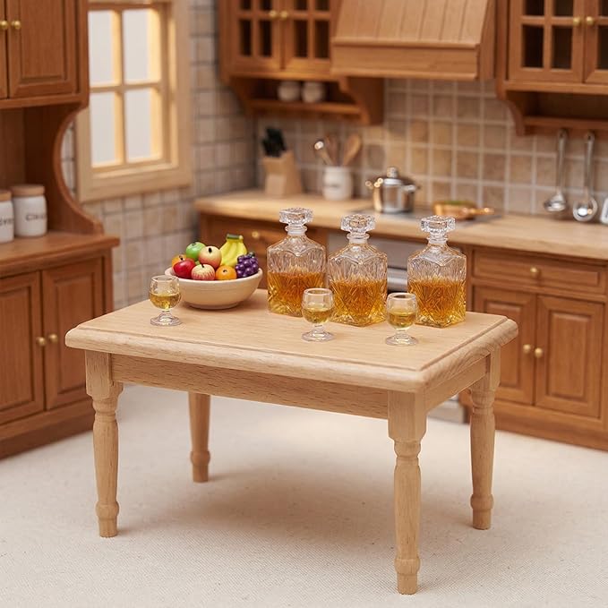 9 Pcs 1:12 Scale Bottle Dollhouse Accessories A Set of Mini Whiskey Wine Bottle Bar Model Exquisite Miniature Dollhouse Accessories Realistic Mini Whiskey Wine Decoration Doll House Decor