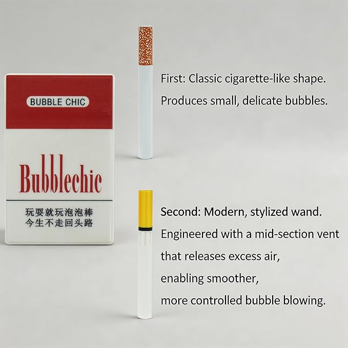 Bubble Cigarette Pack – Realistic Fake Cigarette Bubble Blower with Bubble Solution, Mini Cigarette Bubbles Maker for Stress Relief, Fun Party Gift for Adults