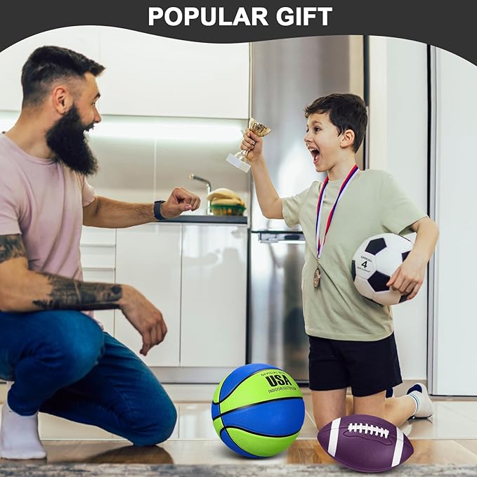 Libima 3 Pcs Sports Ball Set for Kids Teens Include Official Size Basketball Soccer Football with Pump and Carry Bag Training Practice Sport Back to School Gift