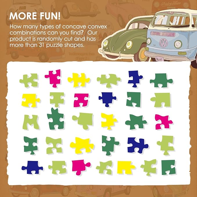 MOMIBOOK Puzzles for Adults 1000 Piece Jigsaw Puzzles of Vintage Cars, Painting Image Difficult Challenging Hard Impossible Puzzle, Funny Toys & Games Christmas Birthday Gifts