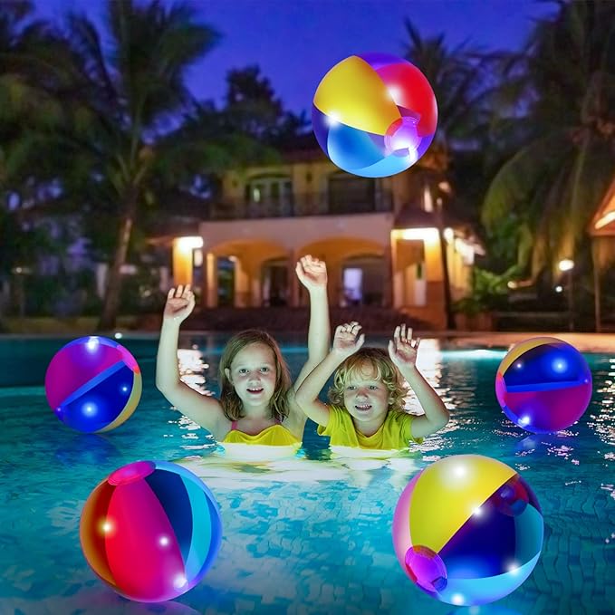 Zhanmai 10 Pcs Glow in the Dark Beach Balls Inflatable Neon Ball Light up Balls 9 Inch Beach Pool Toys Glow in the Dark Party Supplies for Summer Pool Party