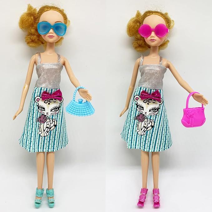 51PCS Doll Accessories + 1 Shoe Rack 30 Pairs Doll Shoes 10 Handbags 10 Glasses Replacement Fashion Playset Accessories Different Assorted Colors High Heel Boots for 11.5 Inch Girl Doll