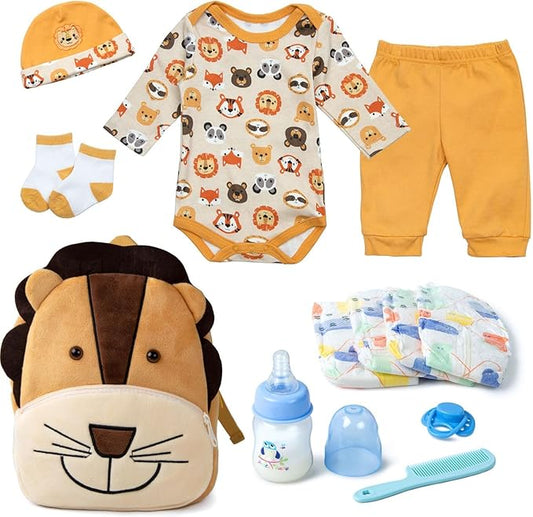 12 Pcs Reborn Baby Doll Clothes Boy for 17-22 Inch Babydolls Reborn Dolls Accessories Newborn Baby Clothes Set with Backpack