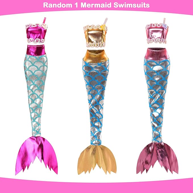 Lot 25 Pack Doll Bathing Suits Pool Accessories Set for 11.5 inch Girl Dolls - 6 pcs Swimsuits, 2 Pool Floaties, 4 Sunglasses, 8 Shoes, 1 Beach Chair, 1 Beach Towel and 3 Accessories