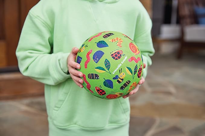 Crocodile Creek Playground Ball - Durable Rubber Ball for Kids Ages 3 and Up - Bouncy Inflatable Ball for Kickball, Indoor Games, and Outdoor Sports - PVC-Free - Garden Friends - 5-inch Diameter