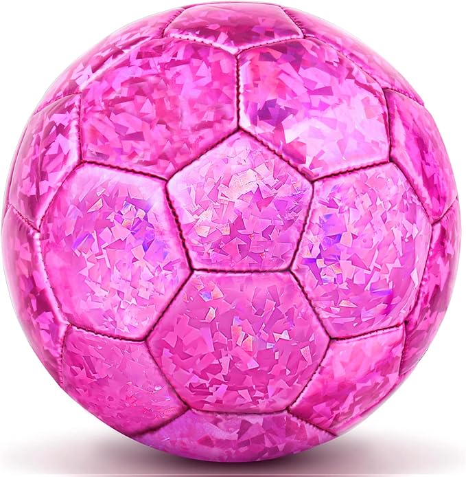 DLUGOPIS Sparkling Pink Toddler Soccer Ball - Mini, Age 3-8, Indoor/Outdoor, Small Size for Boys & Girls (Sparkling Pink, 1)