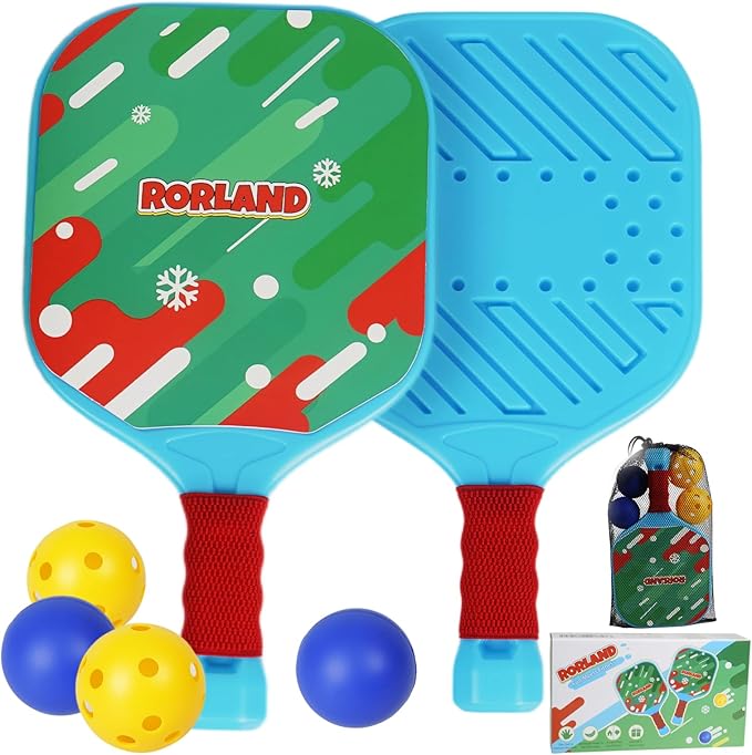 Kids Pickleball Paddles Set of 2,Lightweight,Durable,Waterproof,Ergonomic Grip for Small Hands,Toddler Beach Pool Backyard Outdoor Game Toy-Birthday Gift for Boy Girl, Beginner