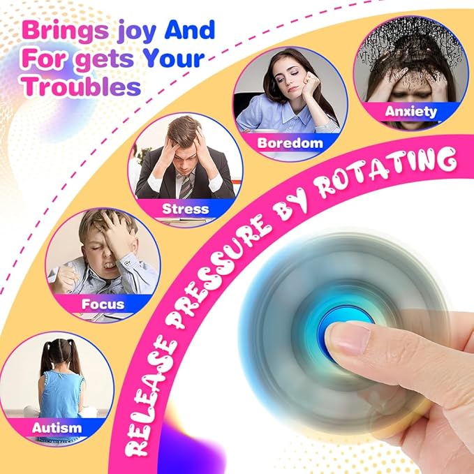 Fidget Spinner 2 Pack, Metal Fidget Spinners Fidget Toys for Adults and Kids, Christmas Party Favors, Stress Relief Hand Spinner, Autism Finger Spinner Focus Toy(Rose Gold&Blue Gold)