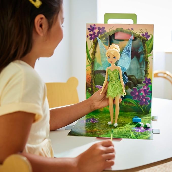 Disney Store Official Tinker Bell Story Doll - 11 Inches - Includes Coloring Book and Additional Dress, Princess Doll in Classic Outfit, Disney Princess Toys for Girls