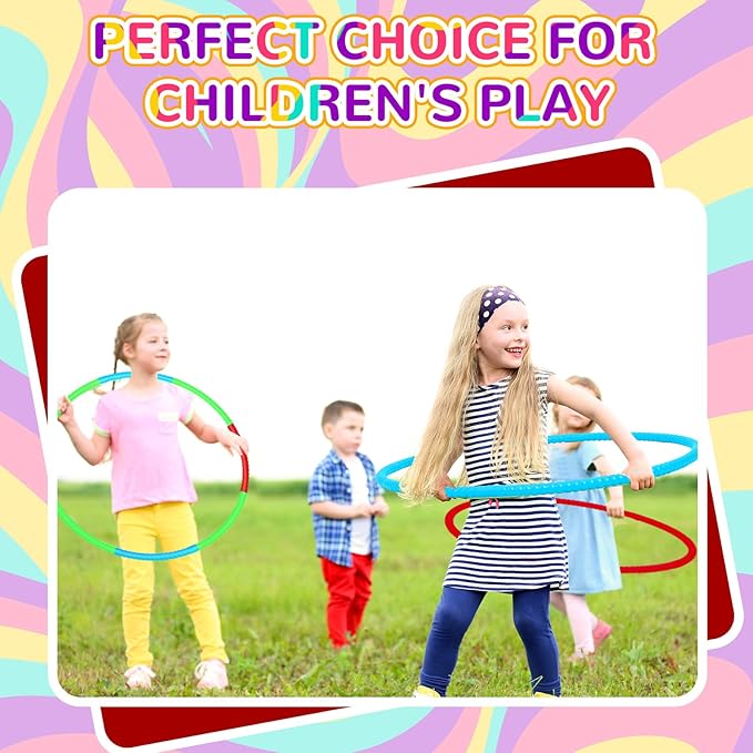 Sratte 6 Pcs Exercise Hoop Detachable Adjustable Plastic Hoops Snap Together Toy Ring Color Playground Toys for Girls and Boys Party Games, Sports, Exercise, Dog Training(28 Inch,Red,Green,Blue)