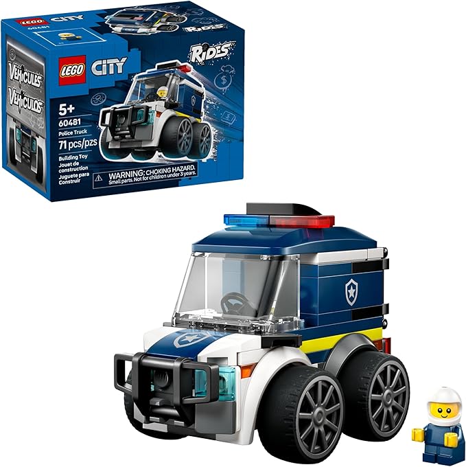 LEGO City Rides – Police Truck Building Toy for Kids - Pretend Play Set for Boys & Girls, Ages 5+ - with Police Officer Junior Minifigure - Gift Idea for Birthdays - 60481