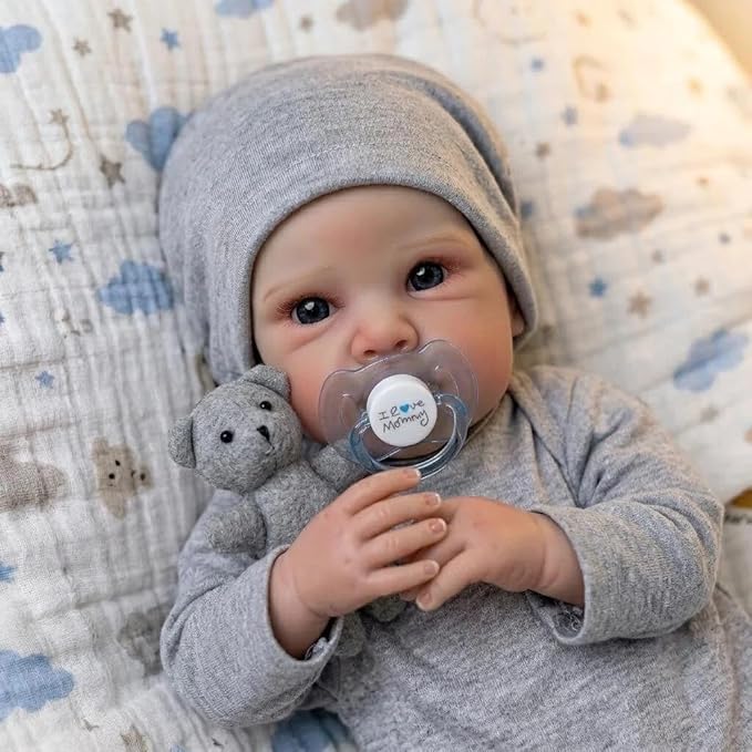 Reborn Baby Doll Accessories Boy,Magnetic Pacifier Set for Reborn Dolls Boy,-Blue 3-Piece,Realistic Newborn Baby Accessories for Kids Gift.
