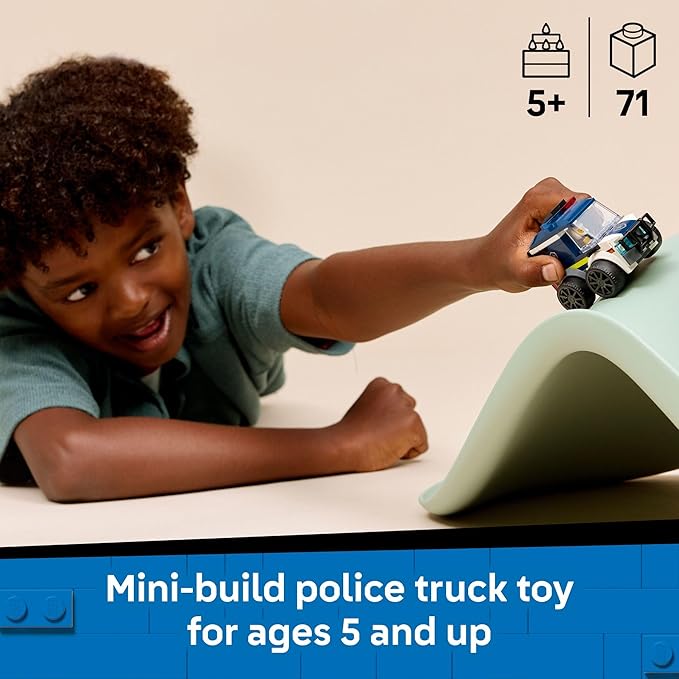 LEGO City Rides – Police Truck Building Toy for Kids - Pretend Play Set for Boys & Girls, Ages 5+ - with Police Officer Junior Minifigure - Gift Idea for Birthdays - 60481