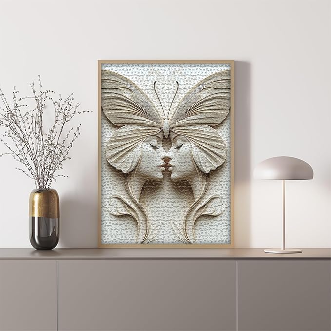 Impossible Puzzles for Adults 1000 Pieces, Women Butterfly Beauty Puzzle Unique Abstract Art, Lady Aesthetic Jigsaw Puzzle Difficult Challenging