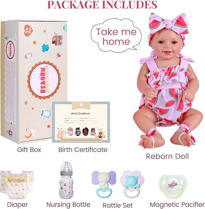 BABESIDE Lifelike Reborn Baby Dolls Sunny - 17Inch Realistic-Newborn Baby Doll Girl with Soft Vinyl Full Body, Smiling Poseable Real Life Baby Dolls with Complete Accessories for Kids Age 3+