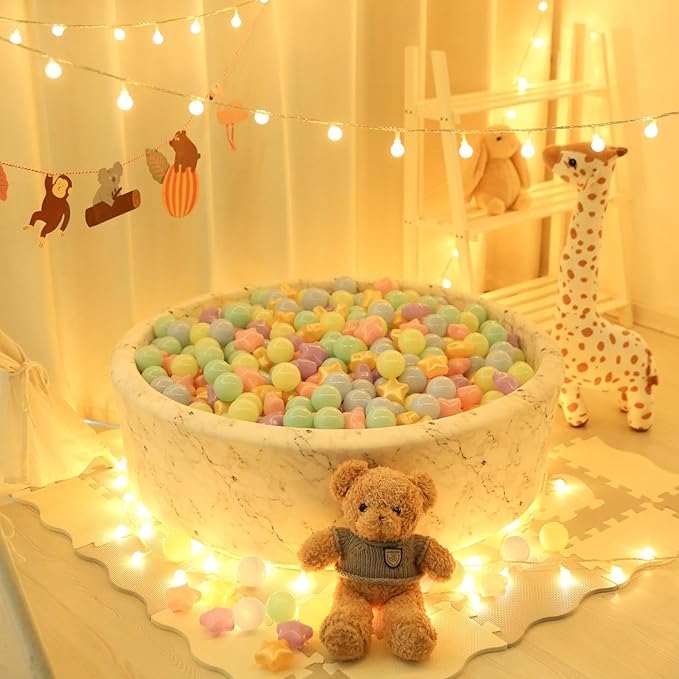 Star Ball Pit Balls for Toddlers -100pcs Macaron Stars and Balls for Ball Pits, Phthalate Free Non-Toxic Crush Proof Play Balls Play Tent Pool Playhouse Playpen Party Decoration.
