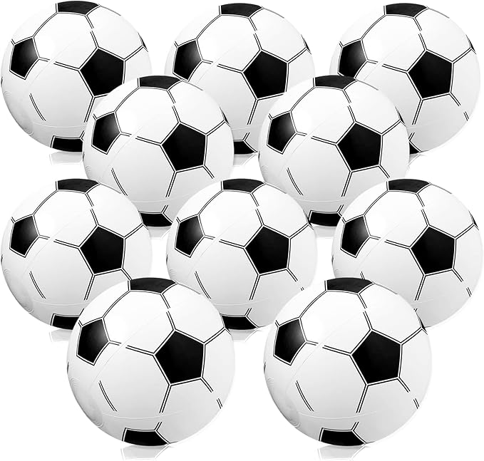 WELLVO 24 Pack 12" Inflatable Soccer Beach Balls - Bulk Kids Party Favors & Outdoor & Pool Toys